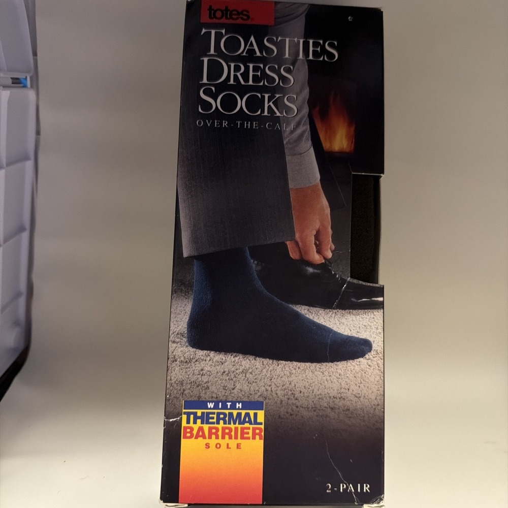 NEW Totes Toasties Over  Calf Dress Socks New 2 Pair Thermal Barrier Sole  1990
